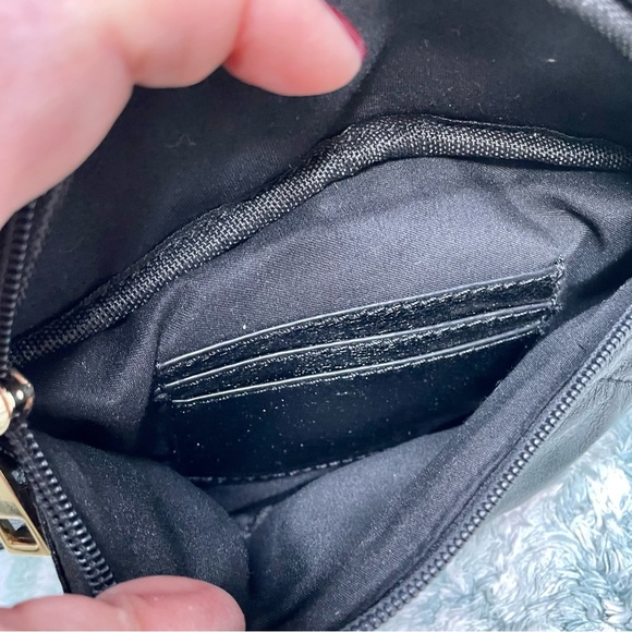 SOLD Quilted Vegan Faux Leather Belt Bag Adjustable Fanny Pack Metallic Black - Picture 8 of 10